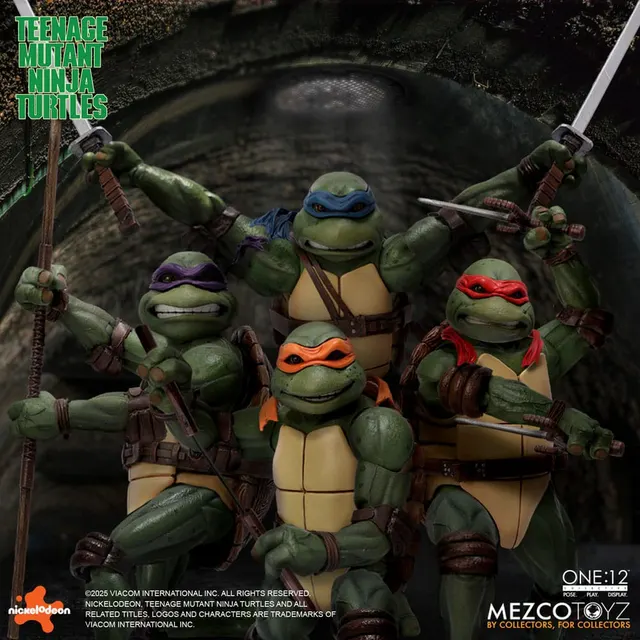 Set 4 Figuras Tortugas Ninja Película 1990 Mezco 1:12 Collective